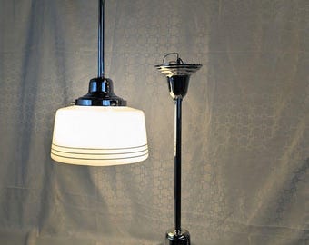 Rejuvenation 12-Inch Chrome Schoolhouse Pendant Light with Milk Glass Shade
