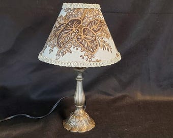 REWIRED Small bronze Art Nouveau lily pad motif with custom shade