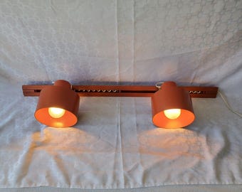 New in Box Retro Vtg 2 Light Trak Track Light Wall Ceiling Rust Orange 1970's