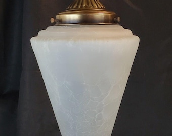 REWIRED Vtg MCM Flush Mount Cone ceiling fixture crackle finish glass 1960's