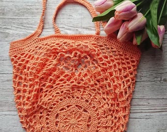 Sakura Market Bag Crochet Pattern, Floral Tote Tutorial (PDF Download)