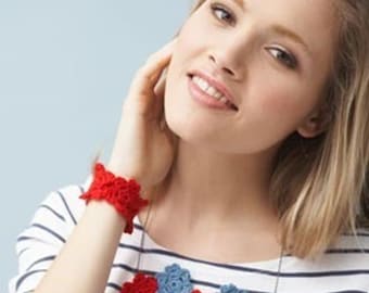 Floral Crochet Necklace Bracelet Pattern Set, Elegant Flower Jewelry Tutorial (PDF Download)