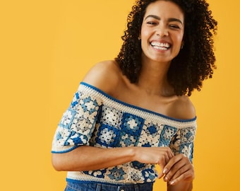 Shoulders in the Sun Crochet Top Pattern (PDF Download), Off Shoulder Summer Boho Blouse Tutorial