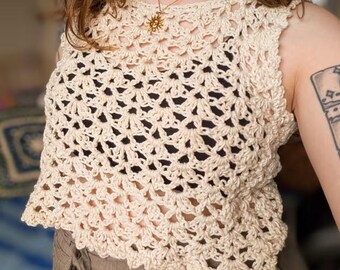 Hafwen Top Crochet Pattern PDF | Summer Crop Top Pattern | Women's Crochet Tank Top | Beginner Friendly Top | Instant Download