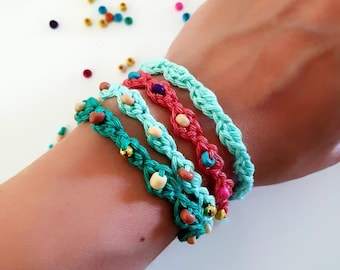 Crochet Bracelet Pattern, Scrap Yarn Jewelry Tutorial, Friendship Bracelet (PDF Download)