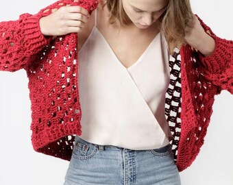 Peggy Crochet Cardigan Pattern, Cozy Button Sweater Tutorial (PDF Download)