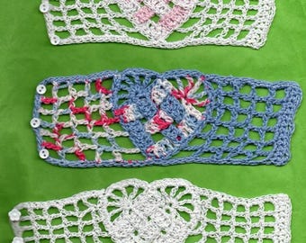 Woven Heart Crochet Bracelet Pattern PDF, Romantic Handmade Jewelry Tutorial (Instant Download)