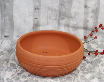 Handmade 6" Red Terra Cotta Low Profile Tray Style Planter