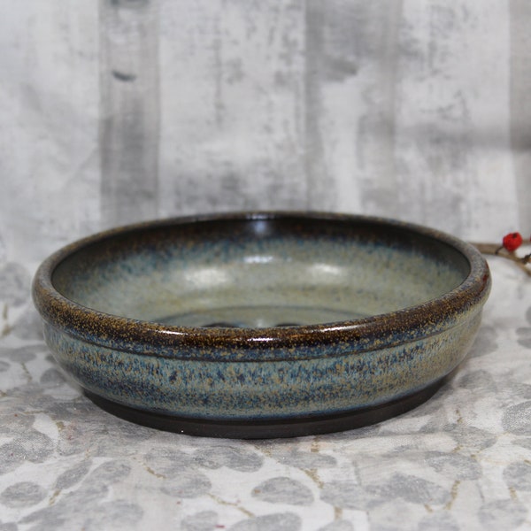 Handmade Low Profile Ceramic Stoneware Tray Style Bonsai Pot with Feet