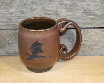 Copper Red Ceramic Dragon Mug