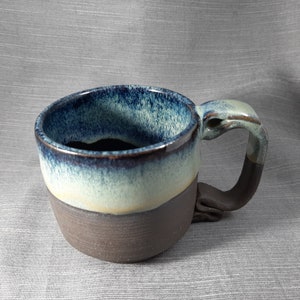 12 oz. Handmade Black Stoneware with Jade Green Glaze Ceramic Mug