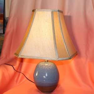 Handmade Blue Ceramic Table Light or Bedside Lamp