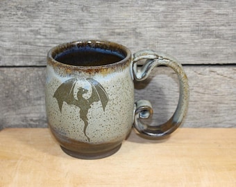 Handmade Blue Ceramic Dragon Mug