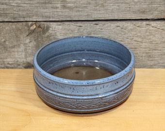 Handmade Ceramic Stoneware Shohin size Blue Bonsai Pot with Knot Design