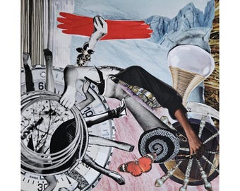 Bicycle collage (unframed), Unseen Mechanisms, giclée print, limited edition, Nicky Drayden