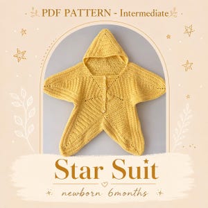 Modèle de combinaison étoile au crochet pour bébé | De la naissance à 6 mois (Téléchargement PDF)