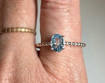Light Blue Topaz silver ring size 8.75-9