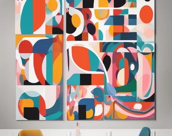Psychedelic Groovy Swirls Abstract Maximalist Colorful Wall Art Print