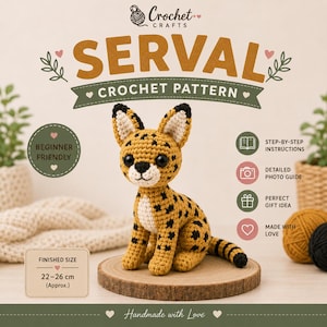 Serval Crochet Pattern, Beginner Friendly Amigurumi Tutorial (PDF Download)