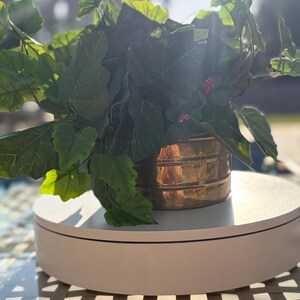 Vintage koperkleurige messing plantenpot | Decoratieve metalen bloempot