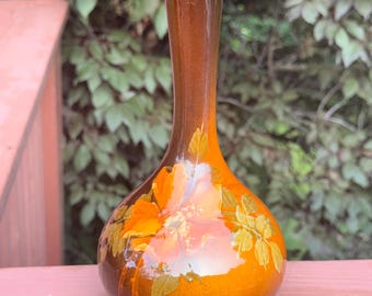 Jarrón antiguo de cerámica artística utópica J.B. Owens, forma de doble flor, número 1044, esmalte estándar, c. 1896–1905
