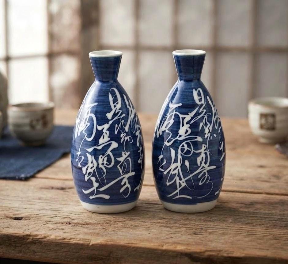 Vintage Japanese Sake Bottle - Etsy