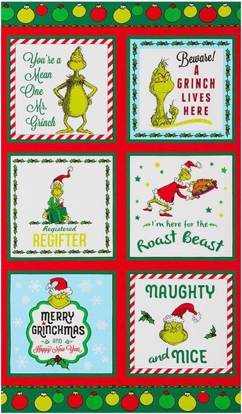 FAT QUARTER THE GRINCH STOLE CHRISTMAS FABRIC GRINCHMAS GATHERING ROBERT KAUFMAN