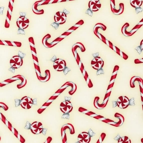 BTY Christmas Candy Canes Cotton Fabric By The Yard from Robert Kaufman