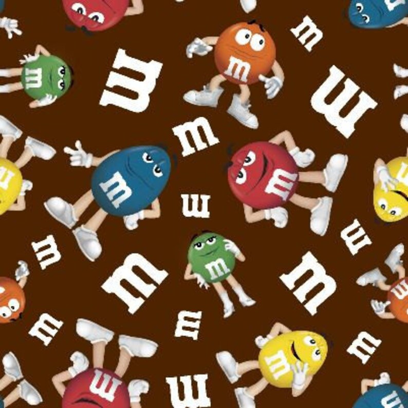 M &amp; M Candy Characters LOGO Cotton fabric Dark Bown by Springs | Etsy
