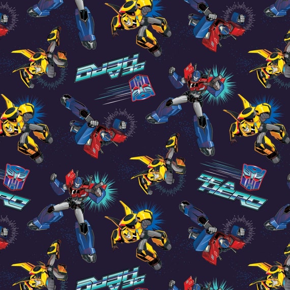 FAT QUARTER HASBRO TRANSFORMERS ROBOT GENERATION CLASSIC CAMELOT COTTON FABRIC