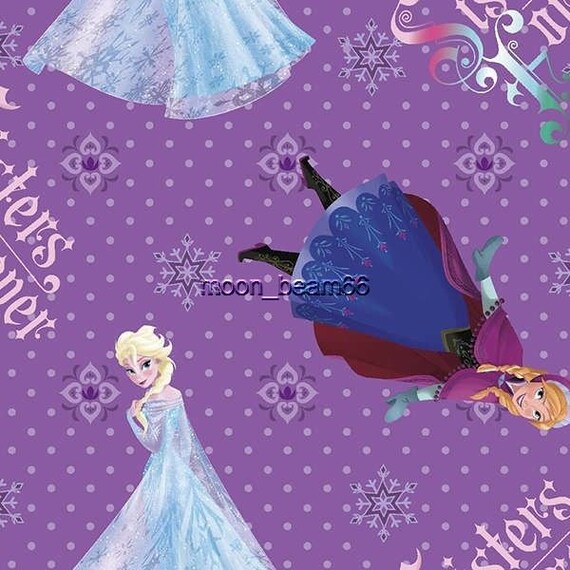 Disney frozen sisters purple quilt fabric BTY Anna Elsa cotton