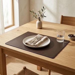 Leather Embossed Placemats Set, Customized Handcrafted Round Placemats Set of 6, Cafe and Home Table Decor, Rectangle Dining Table Placemats