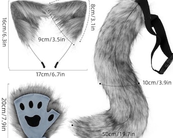 Halloween Tierkostüm Set für Kinder - Plüschfuchsohren, Schwanz & Krallen für Partys und Verkleidungen