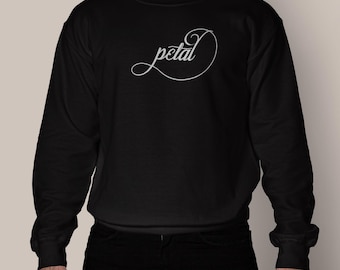 Ariana Grande Embroidered Petal Crewneck Sweatshirt | Petal-Inspired Floral script, minimalist black pullover | Arianator Flower Gift AG8