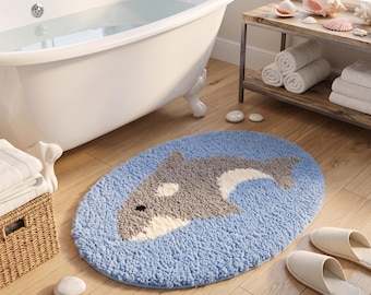 Delphin Badematte, Ozean inspiriert Teppich, Küstenstrand Haus Dekor