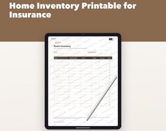 Inventario domestico stampabile per assicurazione, elenco di beni e contenuti della casa con valori, lista di controllo stanza per stanza, PDF compilabile
