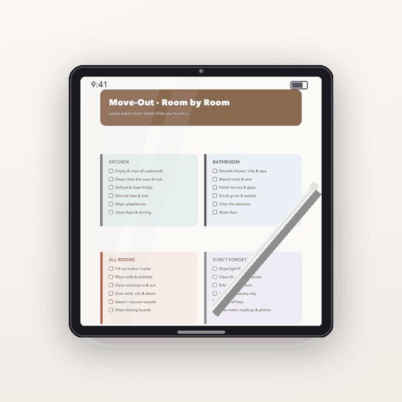 Move Out Cleaning Checklist Printable, End of Tenancy Deep Clean List ...