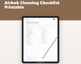 Lista di controllo per le pulizie di Airbnb stampabile, elenco di cambio e rifornimento per affitti a breve termine, foglio di lavoro per le pulizie di case vacanza, PDF compilabile