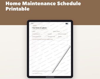 Programma di manutenzione domestica stampabile, lista di controllo per la manutenzione annuale e stagionale con registro degli interventi, pianificatore per proprietari di casa, PDF compilabile