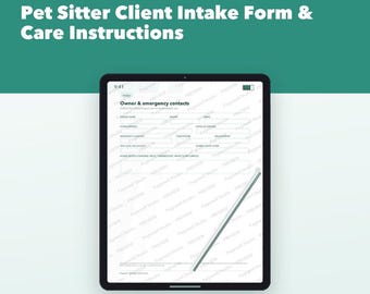 Modulo di registrazione e assistenza clienti per pet sitter, moduli per attività di pensione per cani, modello di contratto per pet sitter, PDF modificabile
