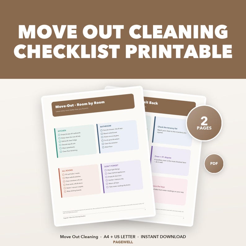 Move Out Cleaning Checklist Printable, End of Tenancy Deep Clean List ...