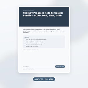 Therapy Progress Notes Template Bundle, SOAP DAP BIRP Grip Fillable Clinical Session Notes for Therapists, Counselors & Social Workers pdf