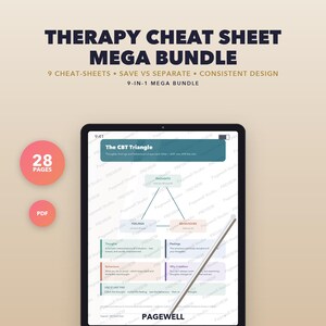 Therapy Cheat Sheet Mega Bundle, Cbt, DBT, Act and Coping Skills Reference Guides, Counseling Toolkit, Therapist PDF