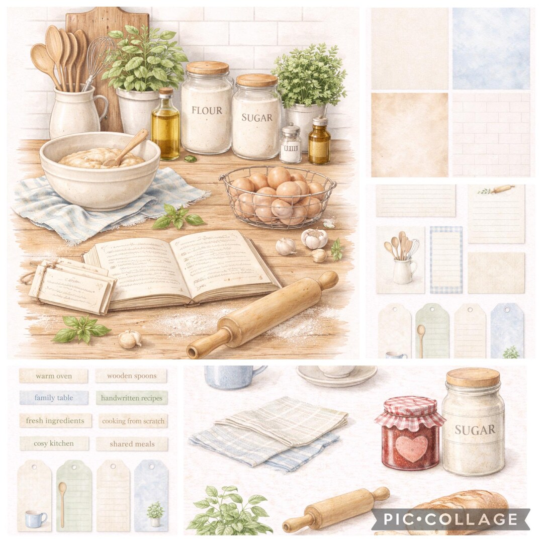Baking Junk Journal Kit Printable Vintage Kitchen Ephemera Journal ...