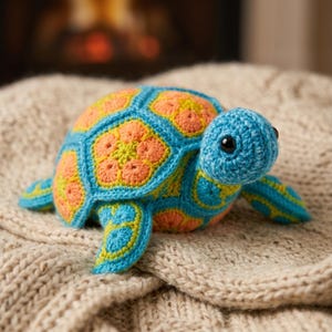 African Flower Turtle Crochet Pattern PDF, Amigurumi Turtle Pattern, Sea Turtle Crochet Tutorial, Crochet Plush Turtle, Digital Download