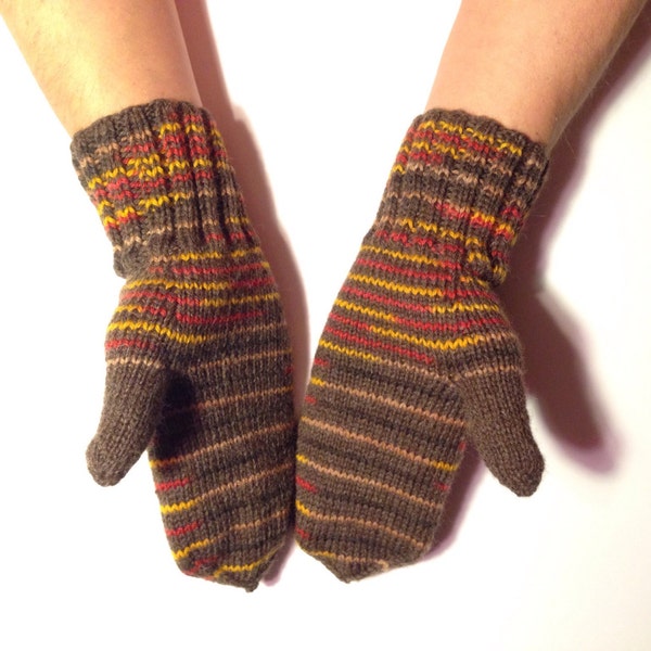 Men's wool  Mittens Gloves Hand Knitted Winter Warm Wool Size M for men L for Women, Girl. Ready to Ship.Knit mittens for Her.