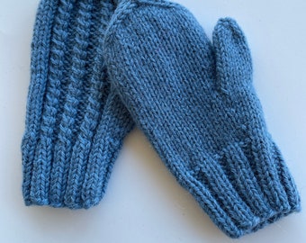 Hand knit Alpaca wool mittens with thumb for 2 years old. Ready to ship. Thick Wool mittens for baby toddler kids.