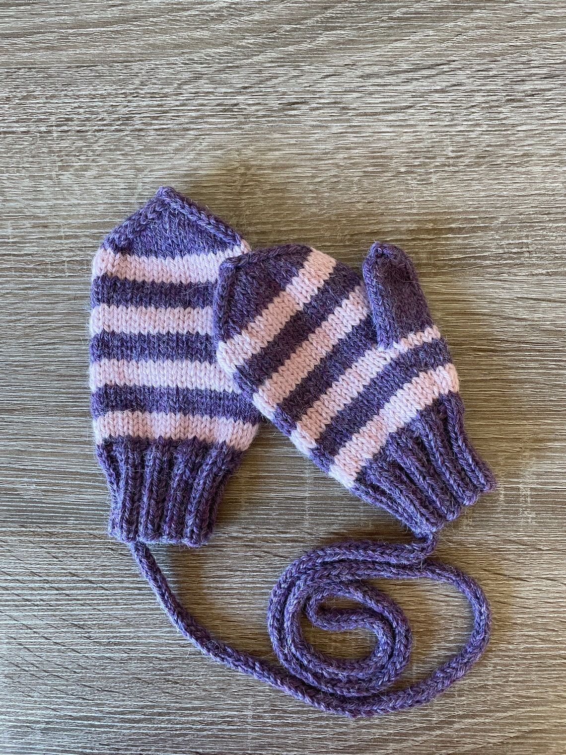 Hand Knitted Toddler Mittens With Thumb and String Size for 2 Etsy