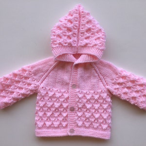 Hand Knitted for New Born Girl Sweater-hoodies 3-6 Months Old. Pale ...