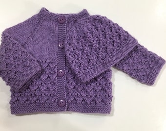 Coming home baby outfit. Hand Knitted Sweater set cardigan and hat for girl 0-3 months old. Newborn outfit.  Baby shower gift.